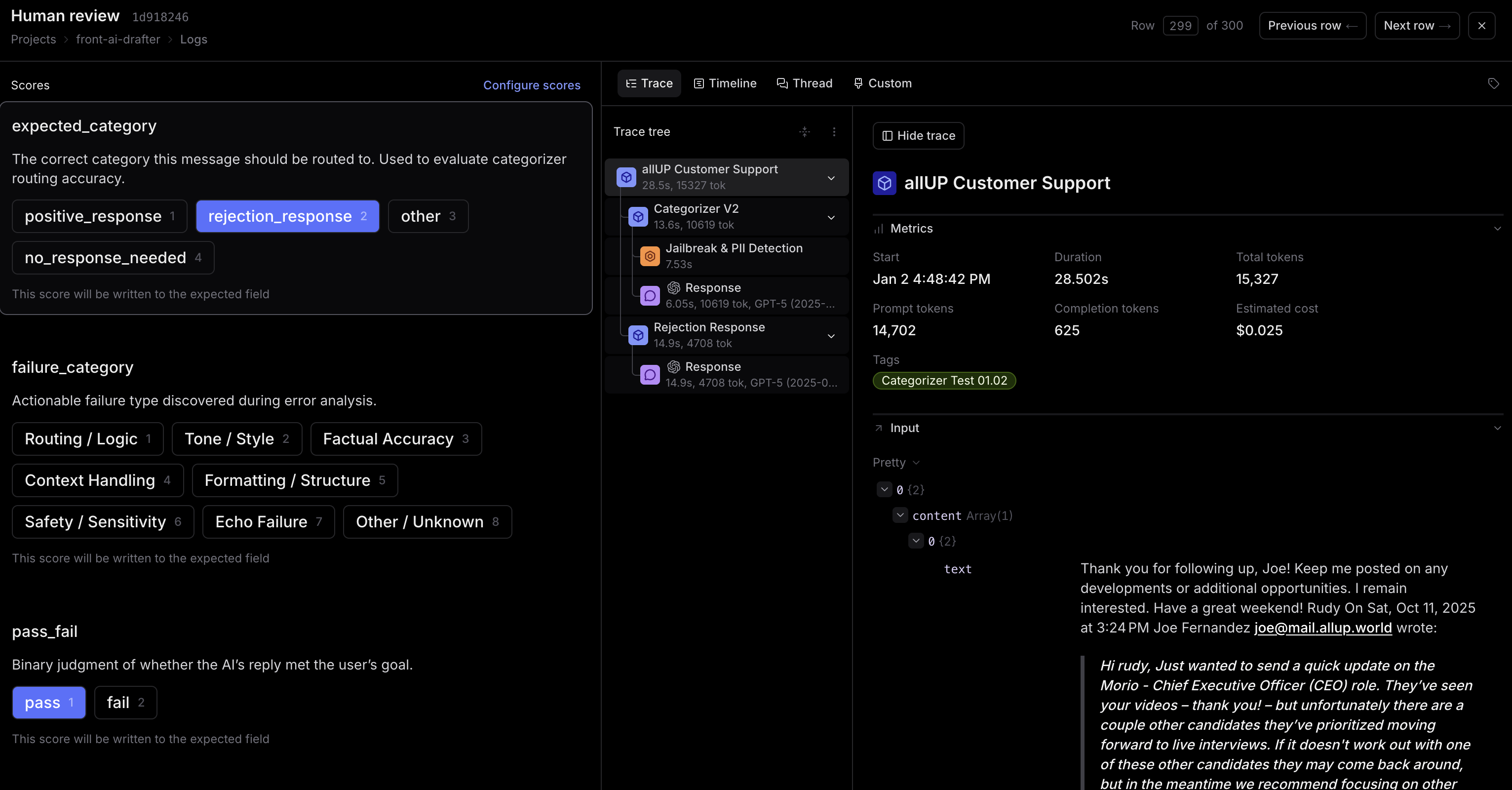Human review process for accuracy verification