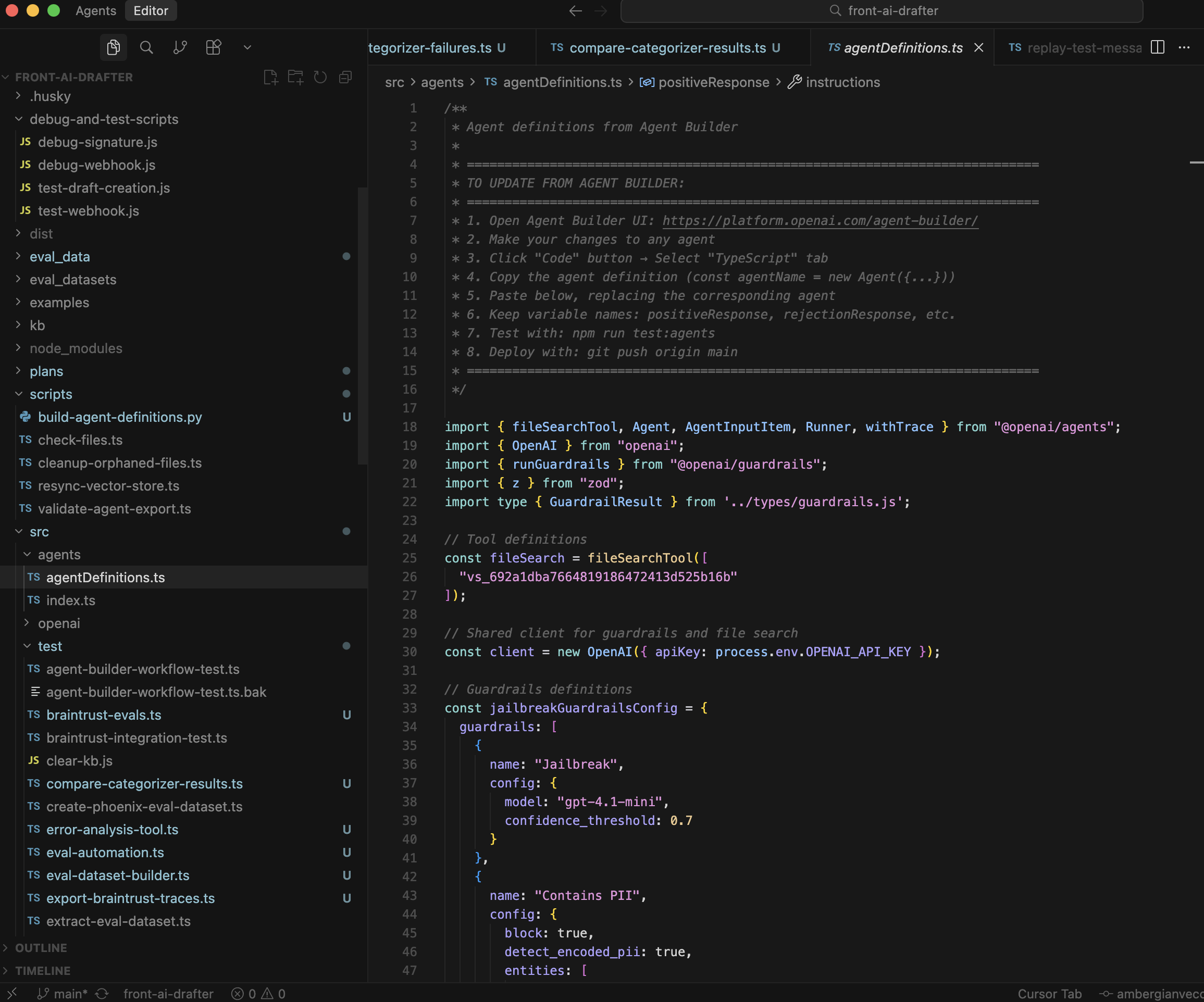 Cursor IDE workspace showing project structure