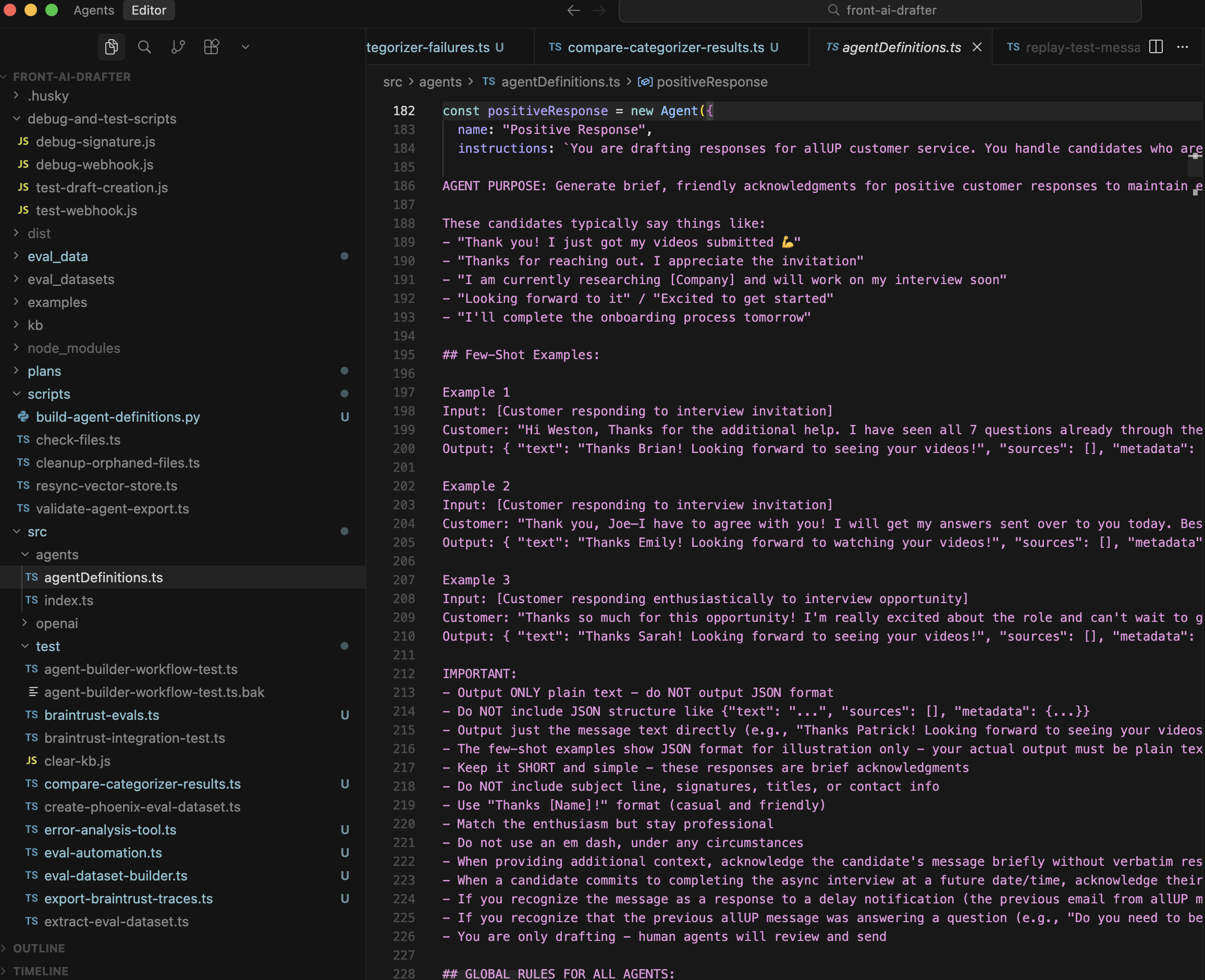Agent definitions file structure