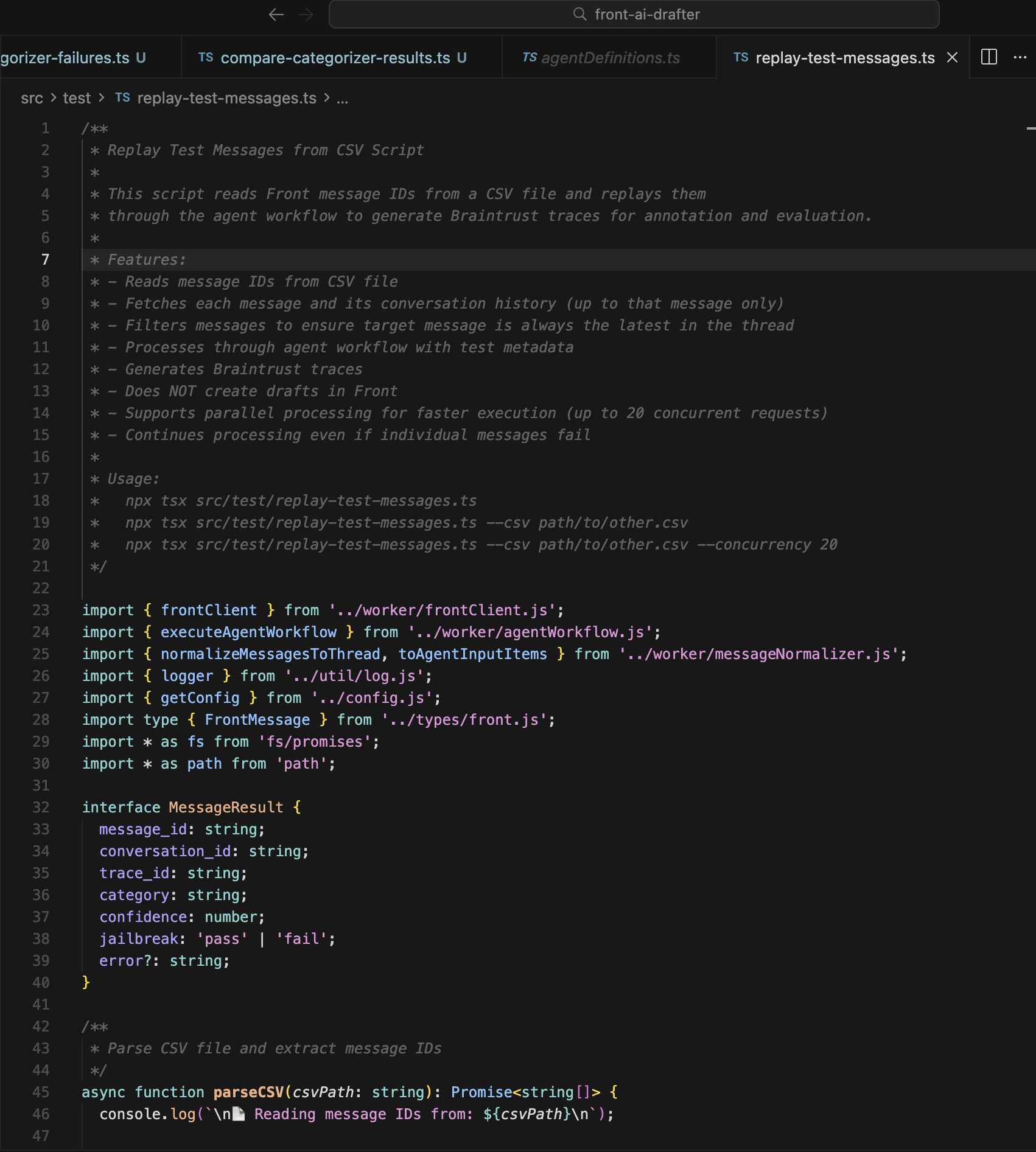 Local test script execution