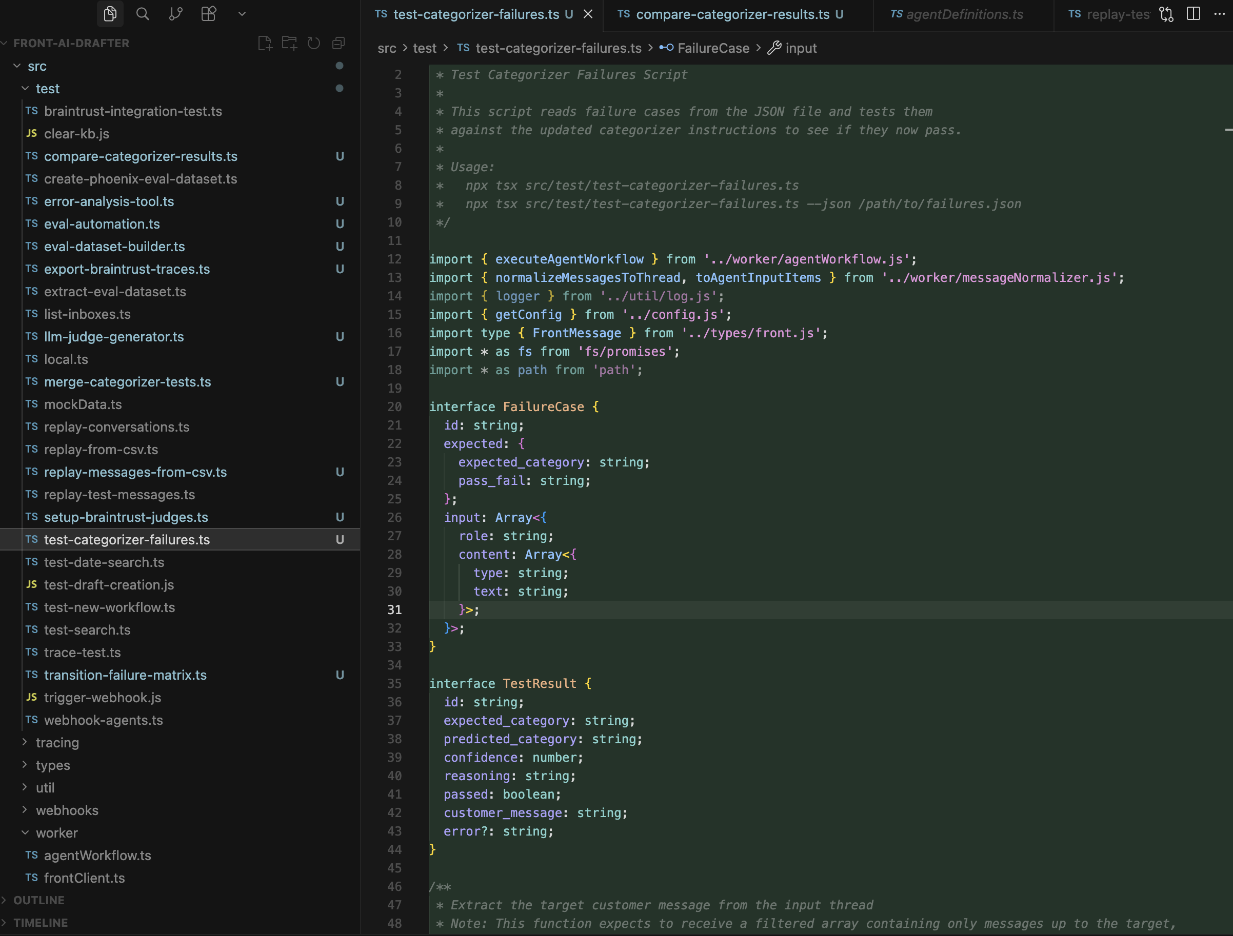 Local categorizer test script