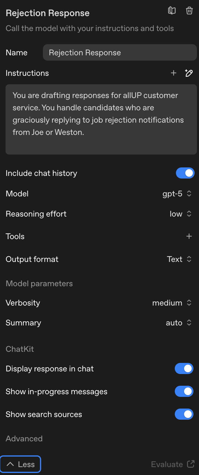Guardrails and safety settings